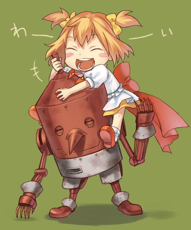 1girl, arc, arc_the_lad, arc_the_lad_ii, child, choko_(arc_the_lad), diekbeck, dress, flat_chest, redhead, short_twintails, solo, twintails, white_background