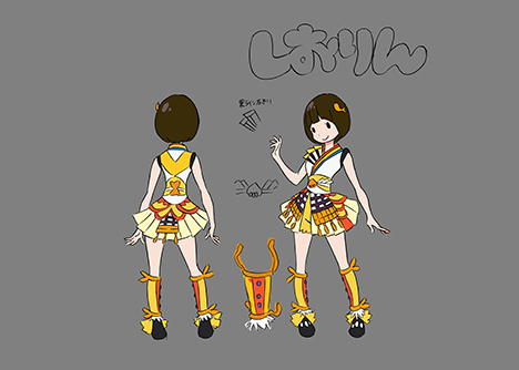 1girl, character_sheet, dress, full_body, lowres, momoiro_clover_z, official_art, production_art