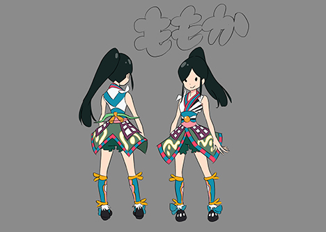 1girl, ariyasu_momoka, blue_dress, character_sheet, dress, full_body, lowres, momoiro_clover_z