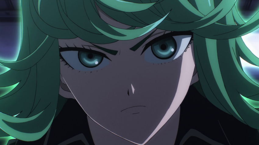 1girl, green_eyes, green_hair, one-punch_man, psychic, solo, tatsumaki