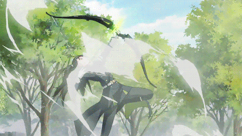 1girl, aihara_aiko, animated, animated_gif, black_hair, explosion, long_hair, owari_no_seraph, weapon
