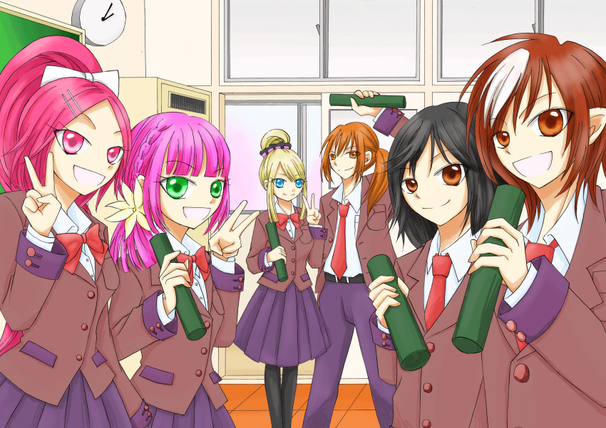 3boys, 3girls, arria_ekberg, caius_qualls, lukius_bridges, multiple_boys, multiple_girls, rommy, rubia_natwick, school_uniform, tales_of_(series), tales_of_the_tempest, tilkis_barone