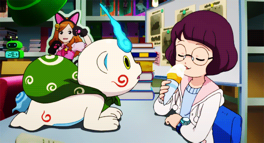 1boy, 1girl, animated, animated_gif, annoyed, glasses, ice_cream, koma-san