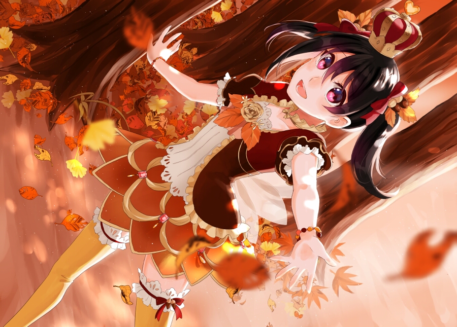 1girl, black_hair, chorin_(yl), dress, female, idol, long_hair, love_live!_school_idol_project