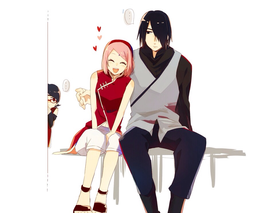 1boy, 2girls, aitb99, amputee, boruto:_the_movie, facial_mark, forehead_mark, hair_over_one_eye