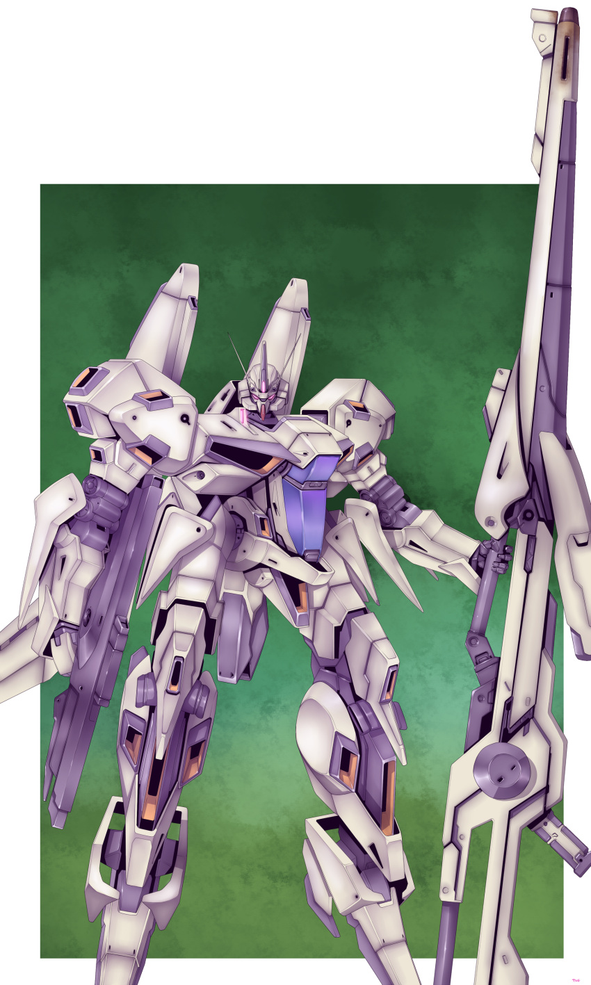 absurdres, gaia_gear, gaia_gear_alpha, gun, gundam, highres, mecha, rifle, sunrise_(company), vuccha, weapon