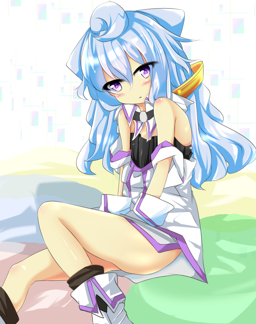 1boy, blue_hair, blush, furisuku_(gerbera), gloves, hacka_doll, hacka_doll_3, legs