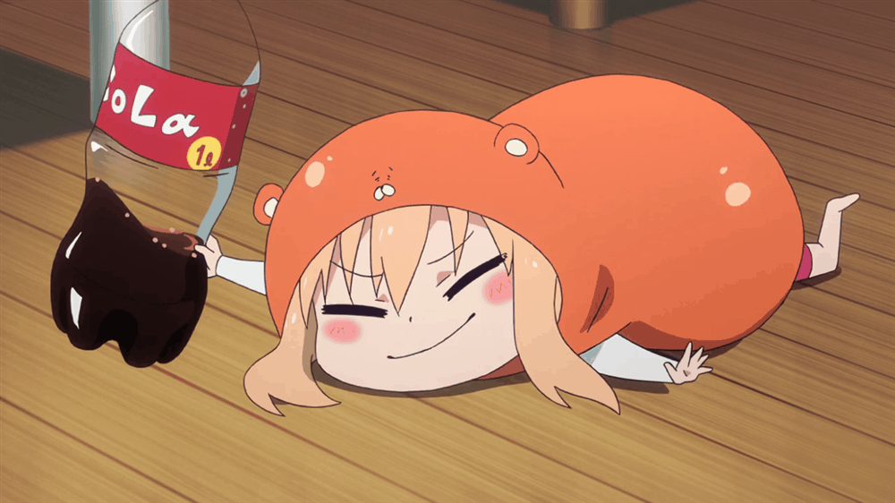 1girl, animated, animated_gif, chibi, coke, doma_umaru, hamster_costume, himouto!_umaru-chan