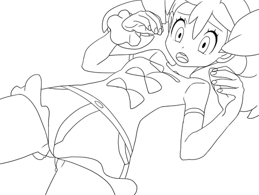 10s, aruni, monochrome, nintendo, open_mouth, pokemon, pokemon_(game), pokemon_xy, sana_(pokemon), shorts