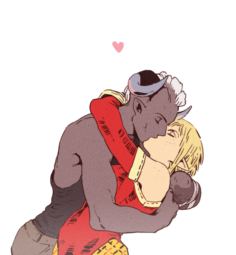 2girls, 2gold, amputee, closed_eyes, dragon_age, dragon_age:_inquisition, elf, freckles