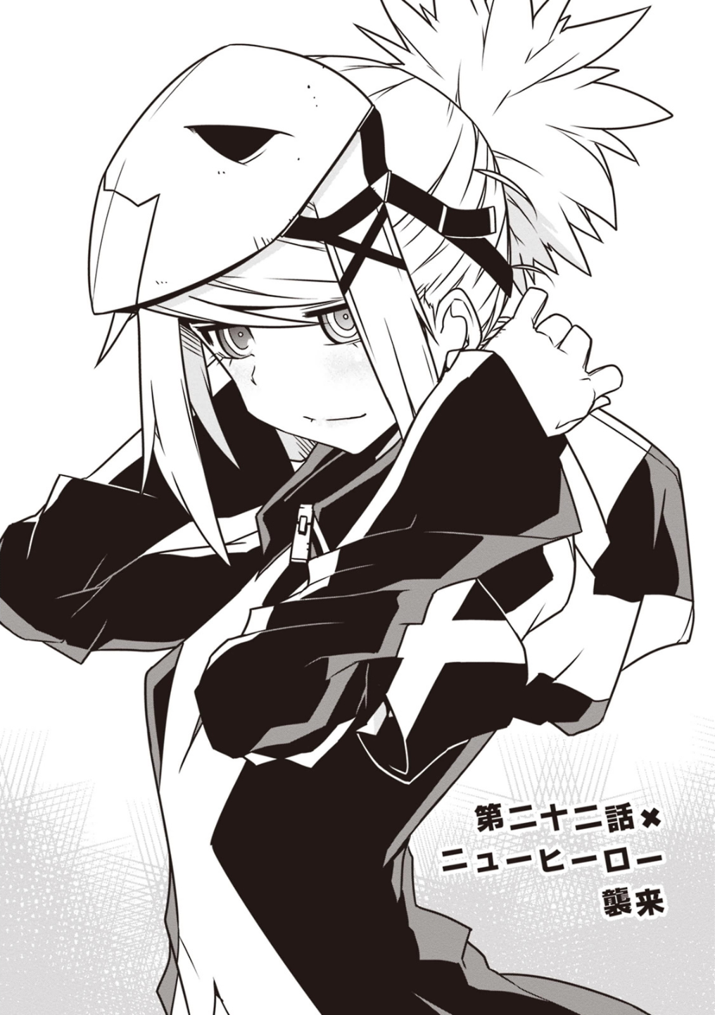 1girl, armband, blush, comic, greyscale, hair_ornament, highres, hood
