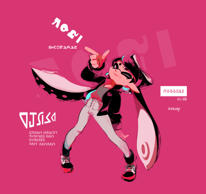 +_+, 1girl, alternate_costume, aori_(splatoon), black_hair, black_jacket, bow, dated