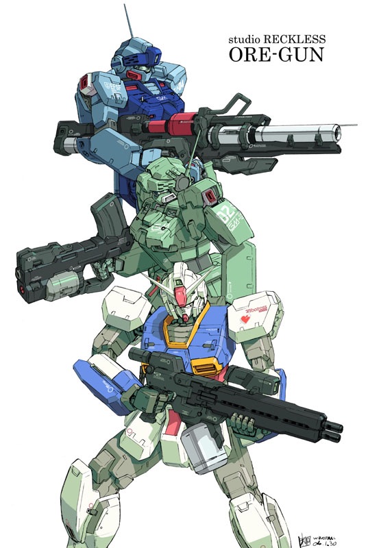80s, gm_sniper_ii, gm_spartan, gun, gundam, gundam_0080, gundam_cross_dimension_0079, mecha, mobile_suit_gundam, pixie_gundam, weapon, yanase_takayuki