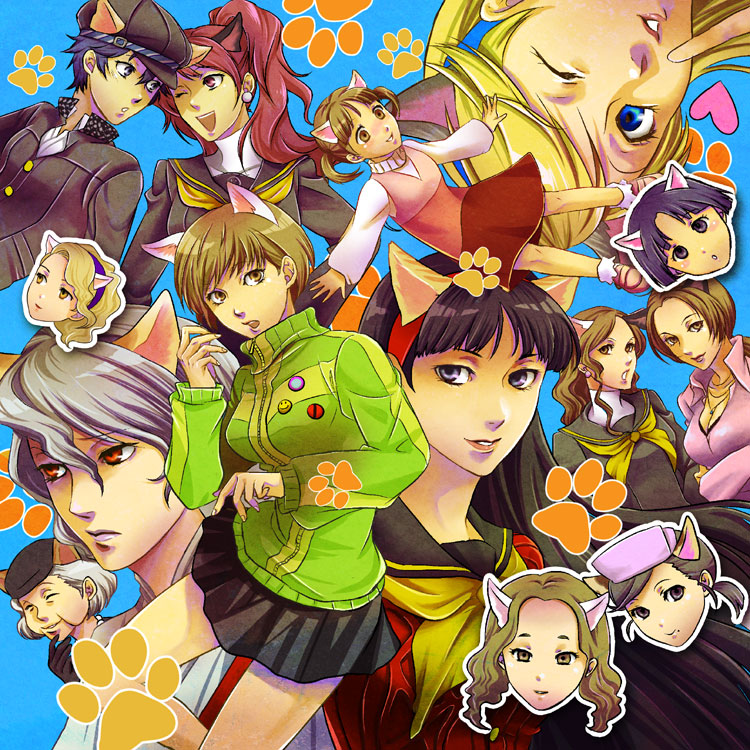 androgynous, animal_ears, cat_ears, doujima_nanako, ebihara_ai, hat, izanami, kashiwagi_noriko