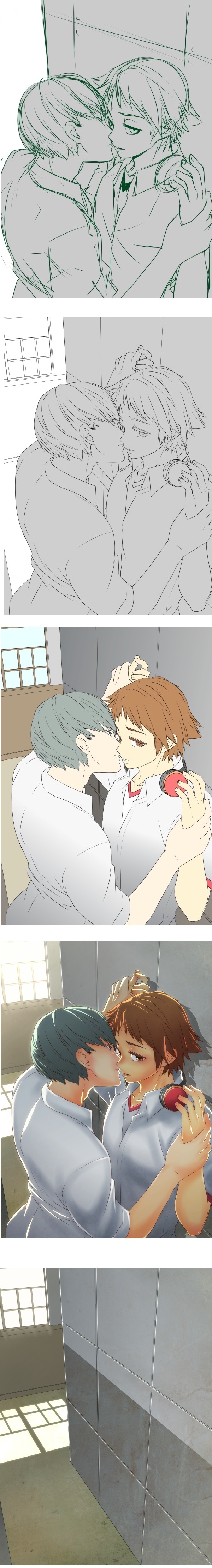 2boys, chinjuu_hibakichi, hanamura_yousuke, male_focus, multiple_boys, narukami_yuu, persona, persona_4