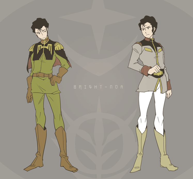 black_hair, boots, bright_noa, character_name, cho_(taronana), gloves, gundam, military, military_uniform, mobile_suit_gundam, tagme, uniform