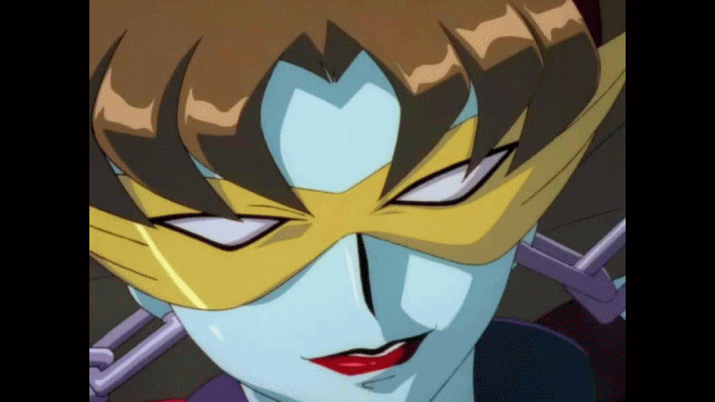2girls, 90s, animated, animated_gif, attack, brown_hair, caress, chains