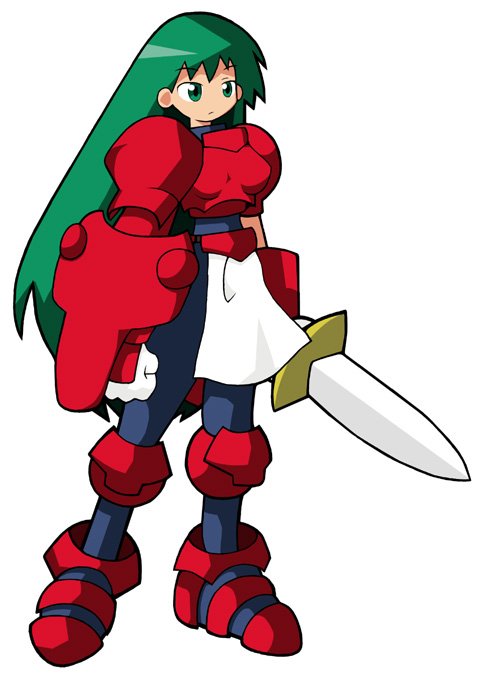 green_eyes, green_hair, guardian_heroes, knight, long_hair, serena_corsair, shield, sword