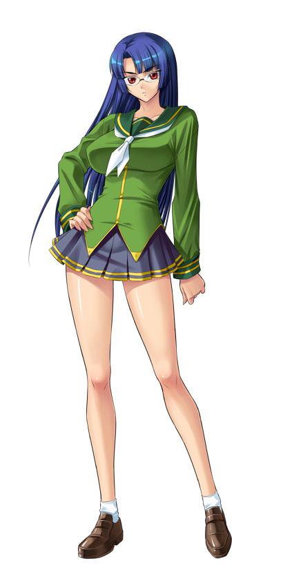 1girl, bare_legs, blouse, blue_hair, breasts, brown_footwear, brown_shoes, closed_mouth