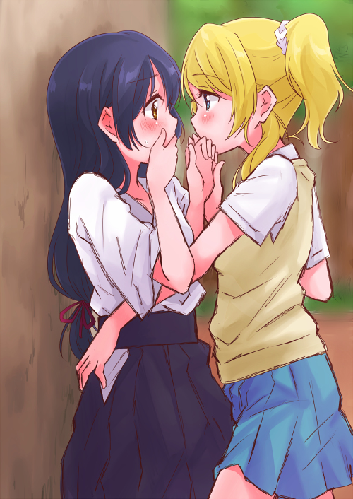 2girls, ayase_eli, love_live!_school_idol_project, multiple_girls, satsuma_age, sonoda_umi, yuri