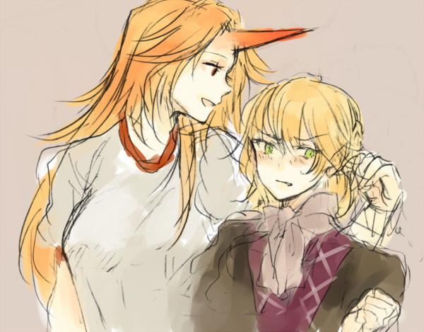 blonde_hair, blush, embarrassed, horn, hoshiguma_yugi, hoshiguma_yuugi, minase_(mmakina), minase_(pixiv)