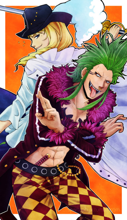 2boys, artist_request, bartolomeo, blonde_hair, cavendish, dressrosa, green_hair, male_focus
