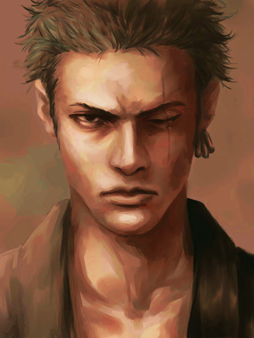 1boy, earrings, f_(zxc0000), green_hair, jewelry, looking_at_viewer, male_focus, one-eyed