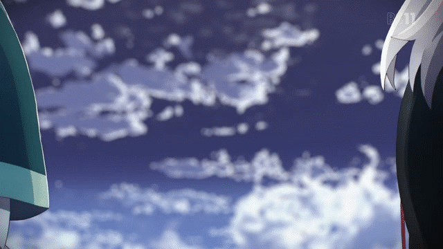 1boy, 1girl, alisa_ilinichina_amiella, animated, animated_gif, black_hair, black_legwear, blood