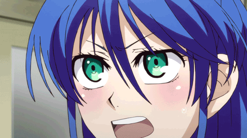 1boy, 1girl, aizawa_nagisa_(jitsu_wa_watashi_wa), alien, animated, animated_gif, blue_hair, brown_hair