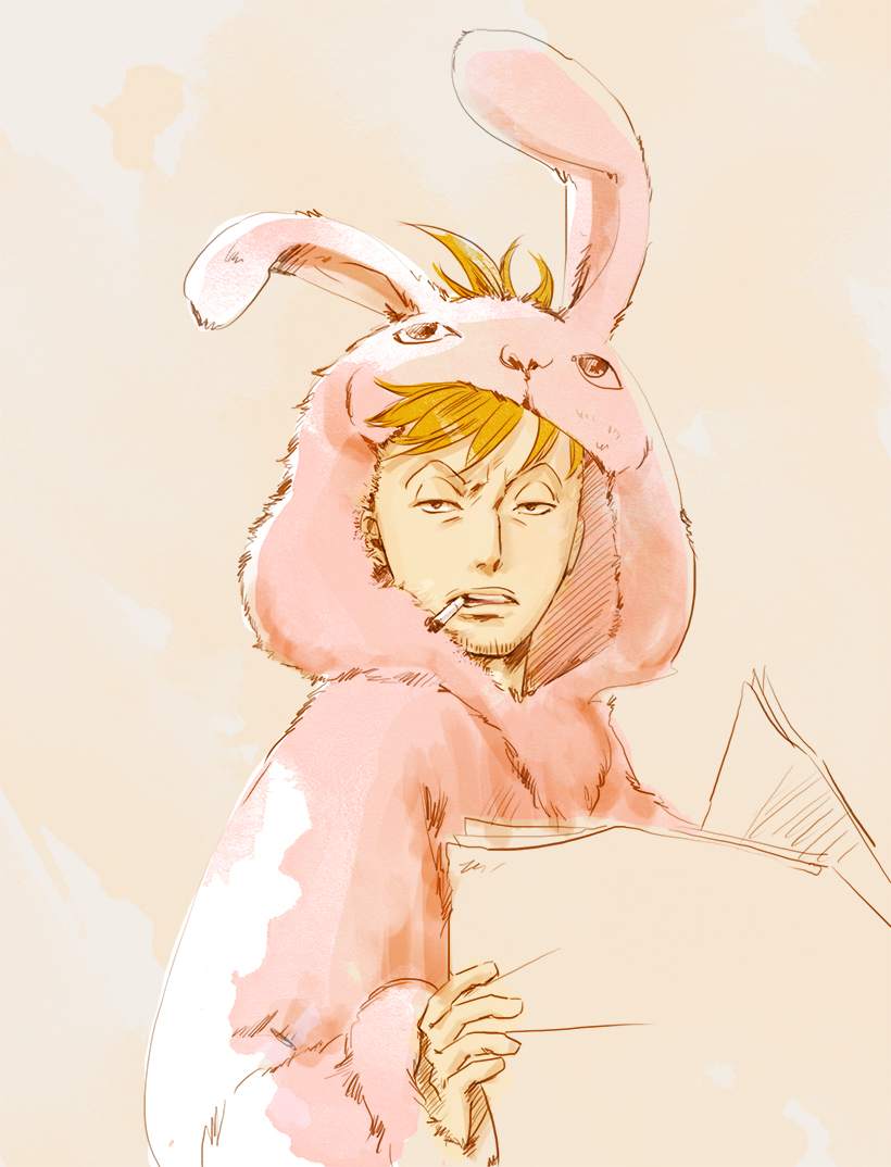 1boy, animal_ears, animal_hood, blonde_hair, costume, hood, male_focus, marco