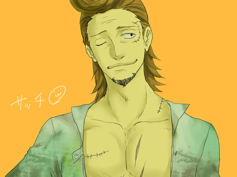 1boy, male_focus, one_piece, pompadour, scar, solo, thatch, whitebeard_pirates