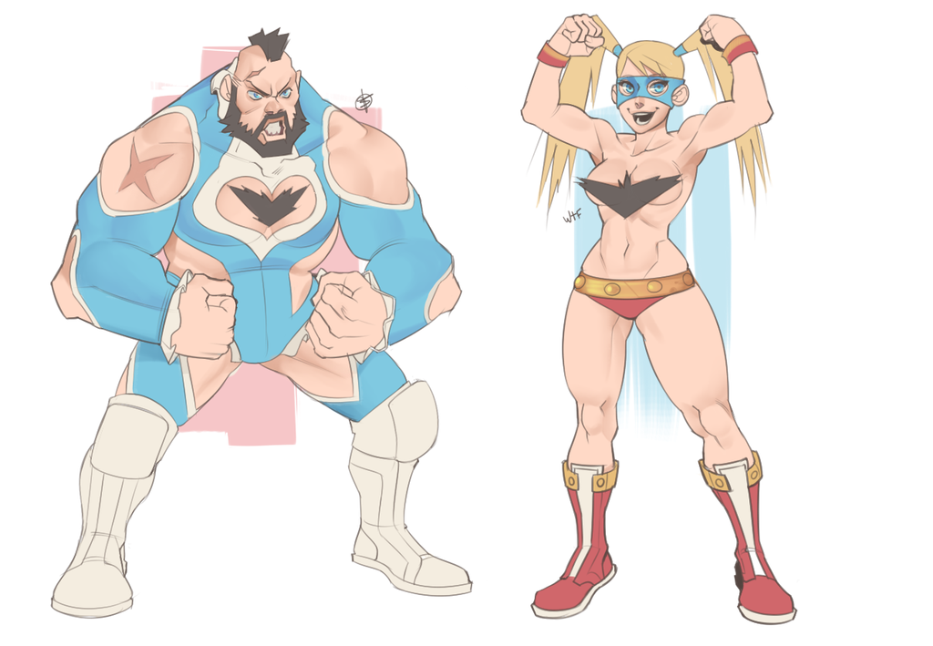 1boy, 1girl, beard, black_hair, blonde_hair, breasts, chest_hair, cleavage_cutout