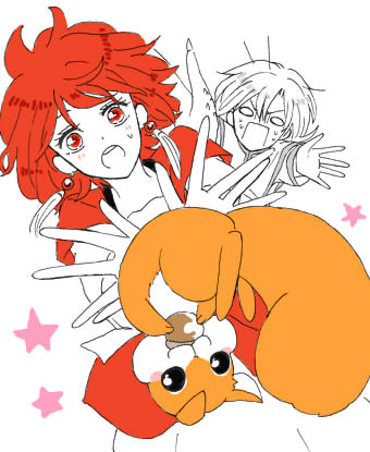 1boy, 1girl, akatsuki_no_yona, blush, dress, earrings, gija_(akatsuki_no_yona), jewelry