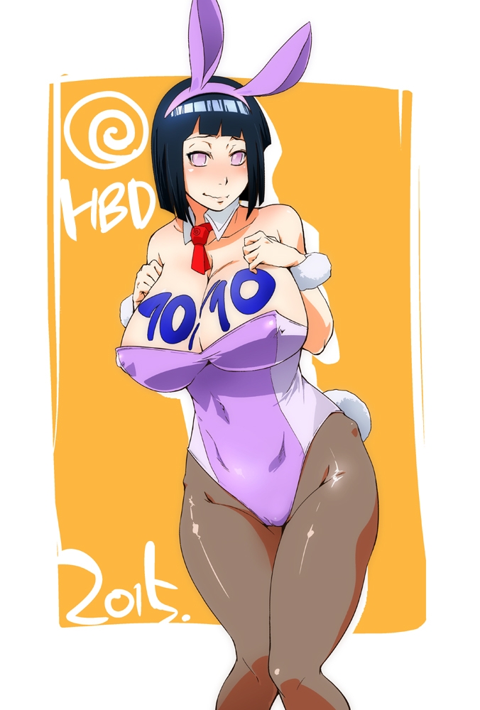 1girl, animal_ears, body_writing, boruto:_the_movie, breasts, bunnysuit, cleavage, dated