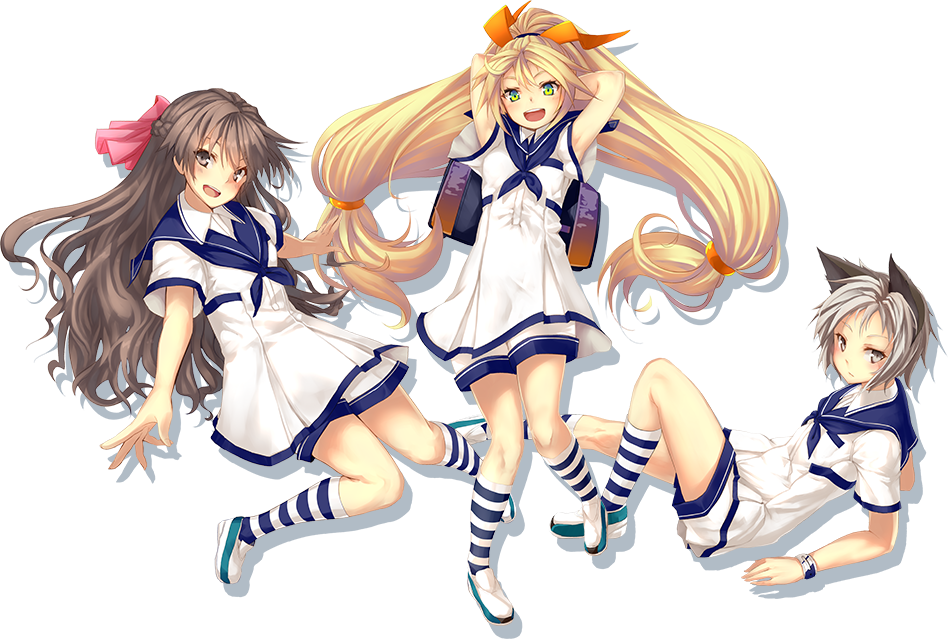 3girls, artist_request, female, multiple_girls, official_art, ootori_kohaku, personification, tagme