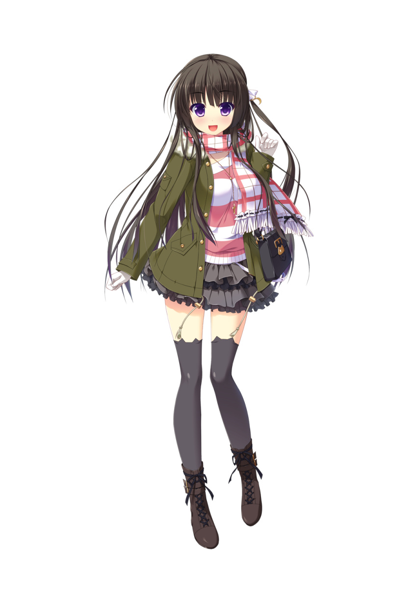 1girl, ameto_yuki, black_hair, female, full_body, hooksoft, ichinose_sora, looking_at_viewer, official_art, pure_x_connect, smee, solo, standing, tagme, transparent_background, violet_eyes