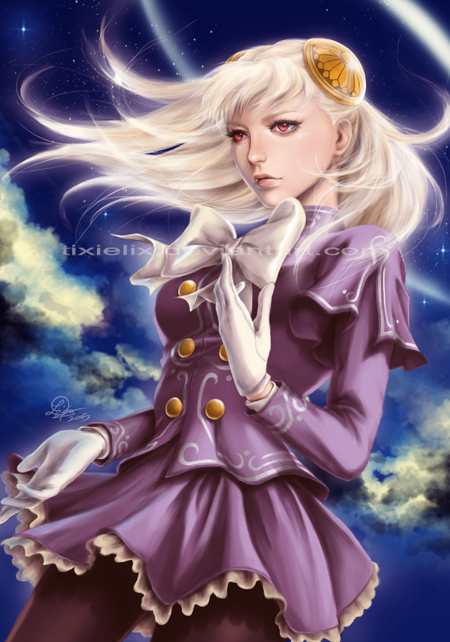 1girl, bow, bowtie, capcom_fighting_jam, dress, gloves, ingrid, lixin_wang