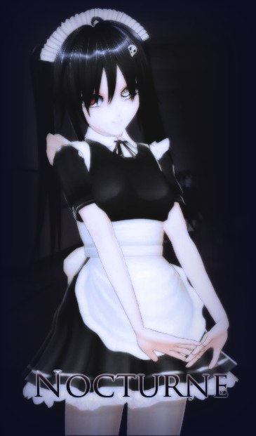 artificial_academy_2, battle, black_hair, grey_eyes, heterochromia, meido, nocturne_krumenker, original