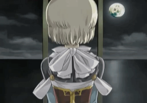 1girl, animated, animated_gif, anita_(growlanser), blonde_hair, breasts, brown_eyes, cleavage