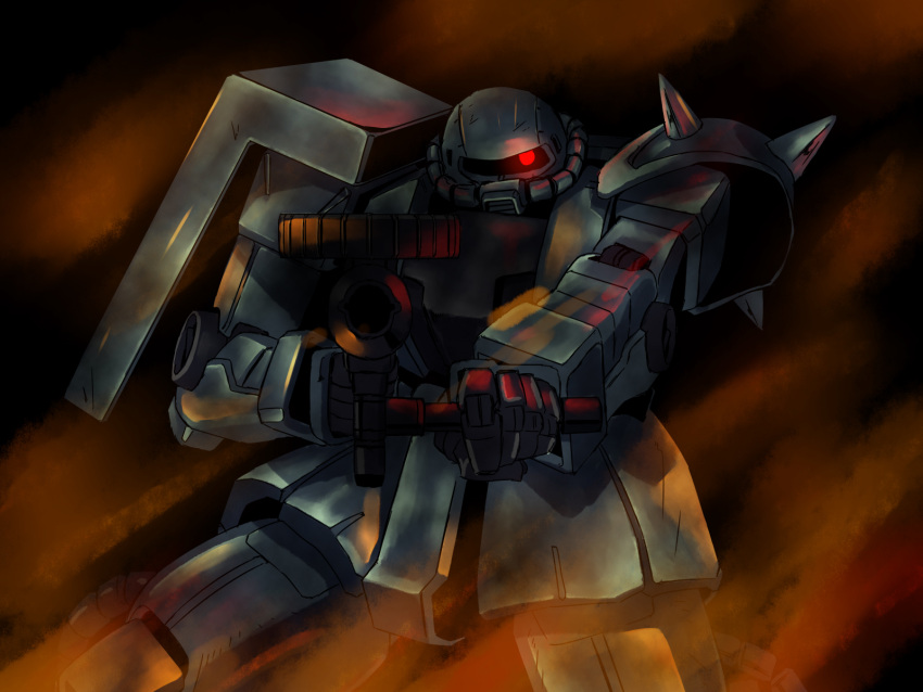 aiming, aiming_at_viewer, gun, gundam, masakatsu_(xg-70b), mecha, mobile_suit_gundam, weapon