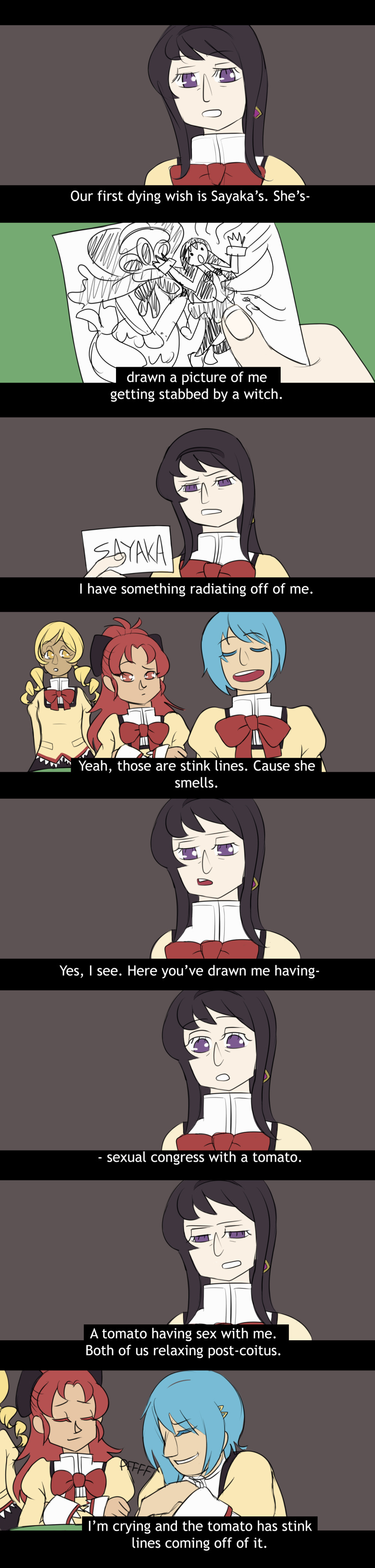 akemi_homura, akuma_homura, black_hair, blonde_hair, blue_eyes, blue_hair, comic, mahou_shoujo_madoka_magica