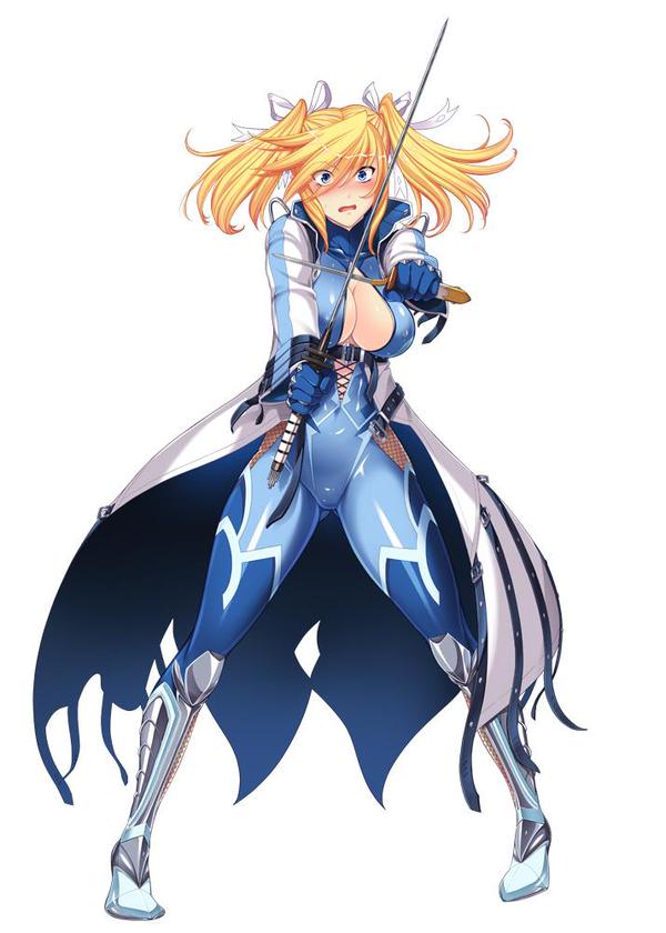 1girl, bodysuit, breasts, female, lilith-soft, looking_at_viewer, no_bra, shinganji_kurenai