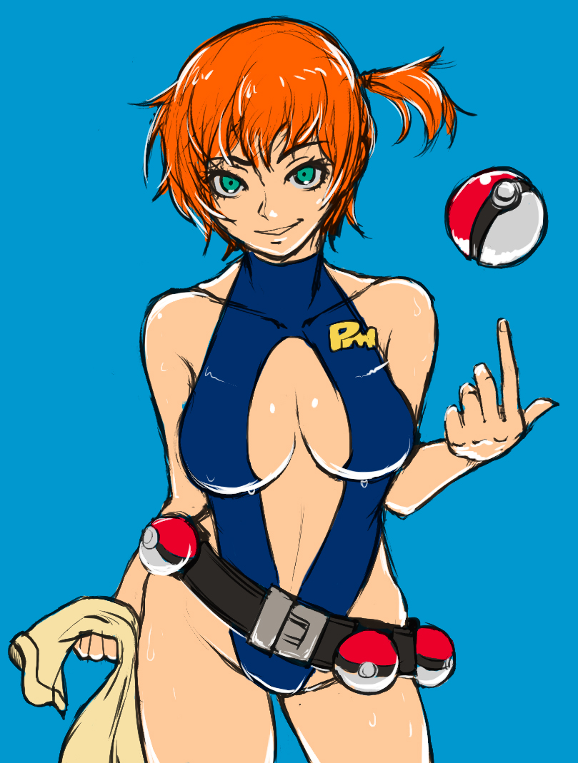 1girl, akairiot, aqua_eyes, belt, blue_eyes, breasts, cleavage, cyan_eyes