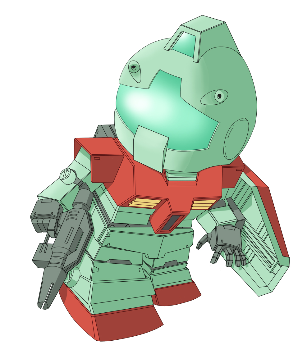 chibi, gm_(mobile_suit), gun, gundam, mecha, mobile_suit_gundam, udonko0704, weapon