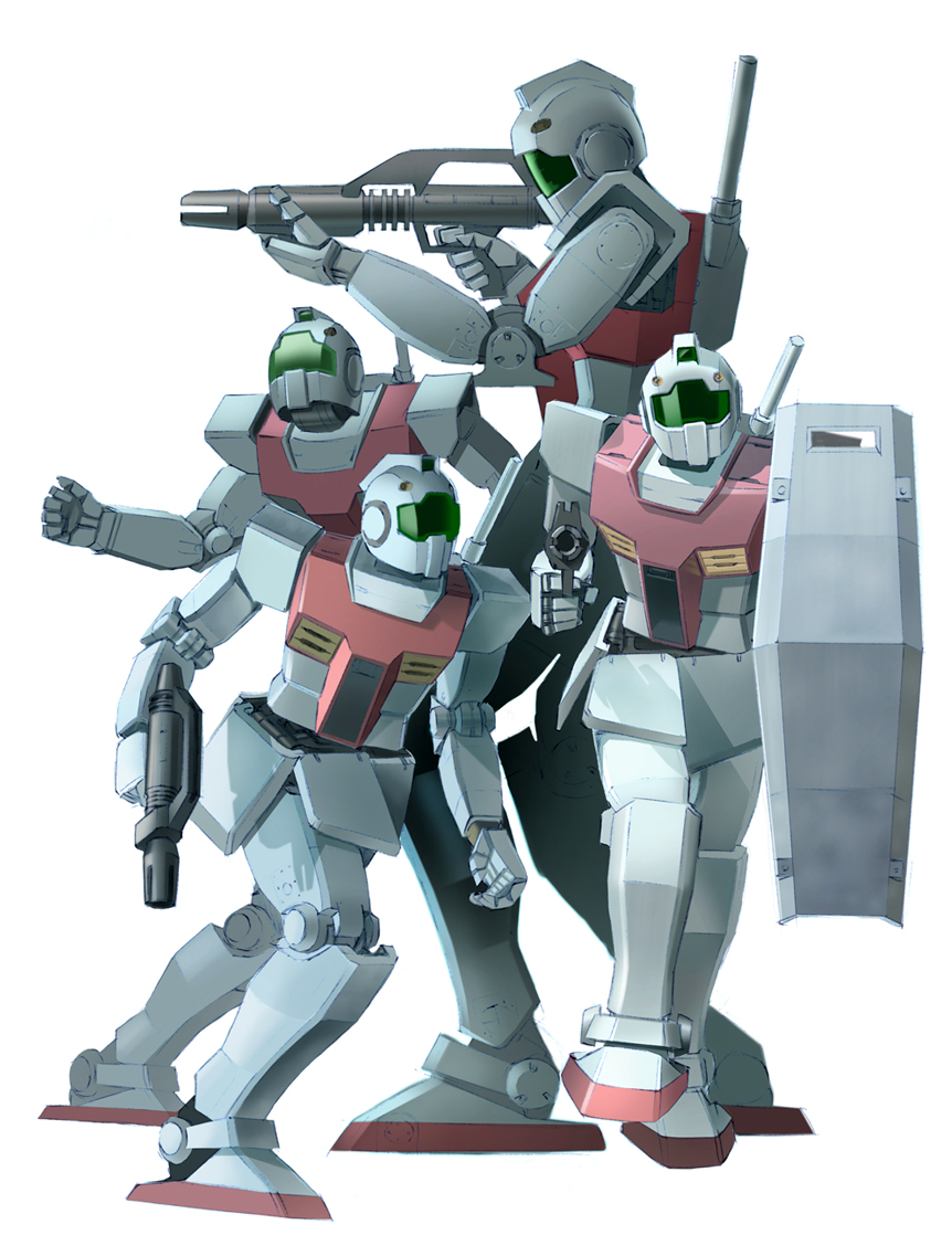 gm_(mobile_suit), gun, gundam, mecha, mobile_suit_gundam, robot_(santouhei), shield, weapon