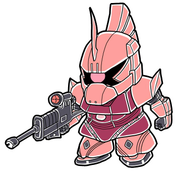 akidenmania, chibi, gelgoog, gelgoog_s_char_custom, gun, gundam, mecha, mobile_suit_gundam