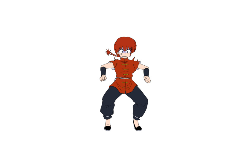 1girl, blue_eyes, braid, chinese_clothes, genderswap, ranma-chan, ranma_1/2, redhead