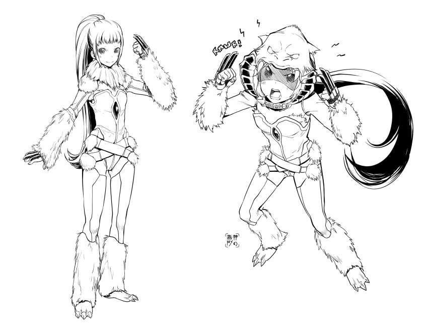 armor, chiss, claws, eudetenis, flat_chest, fur, monochrome, original