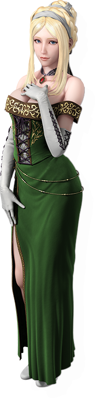 1girl, 3d, annette_(castlevania), bangs, blonde_hair, blue_eyes, breasts, castlevania, corset, cr_pachinko_akumajō_dracula, dress, female, gloves, hand_on_breasts, large_breasts, long_dress, long_gloves, official_art, short_hair, simple_background, solo, standing, transparent_background