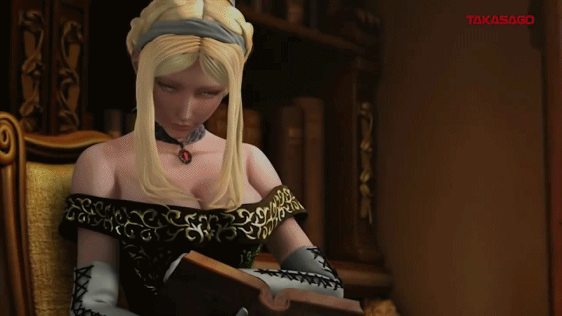 1girl, 3d, animated, animated_gif, annette_(castlevania), bangs, blonde_hair, book